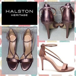 NWOB MSRP $328 Halston Heritage Evie Mink Leather Heel Sandals Women's Size 6